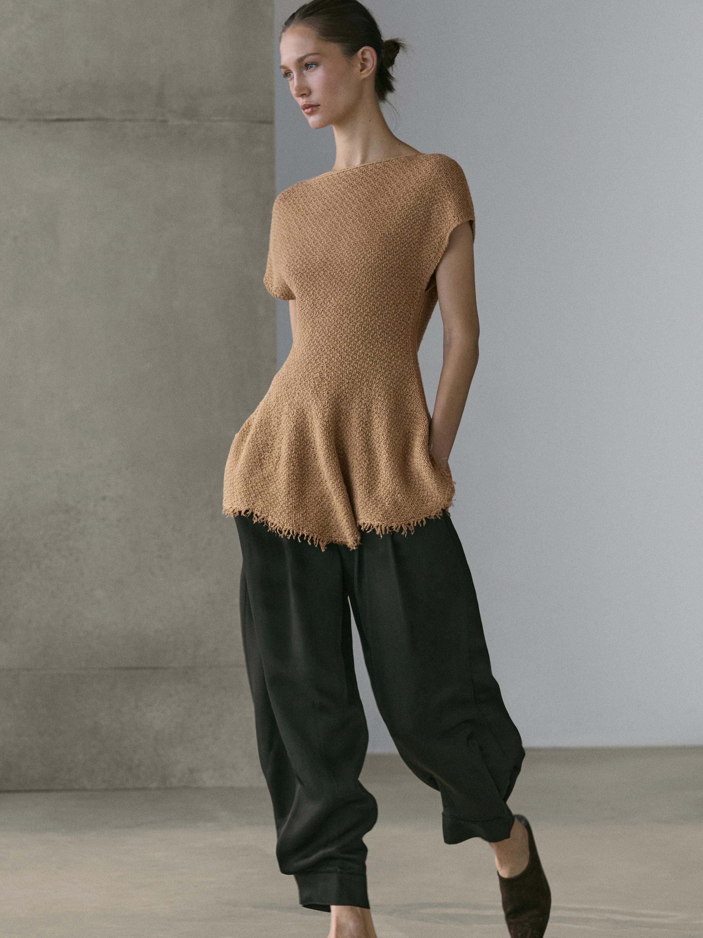 Frayed 100% linen top